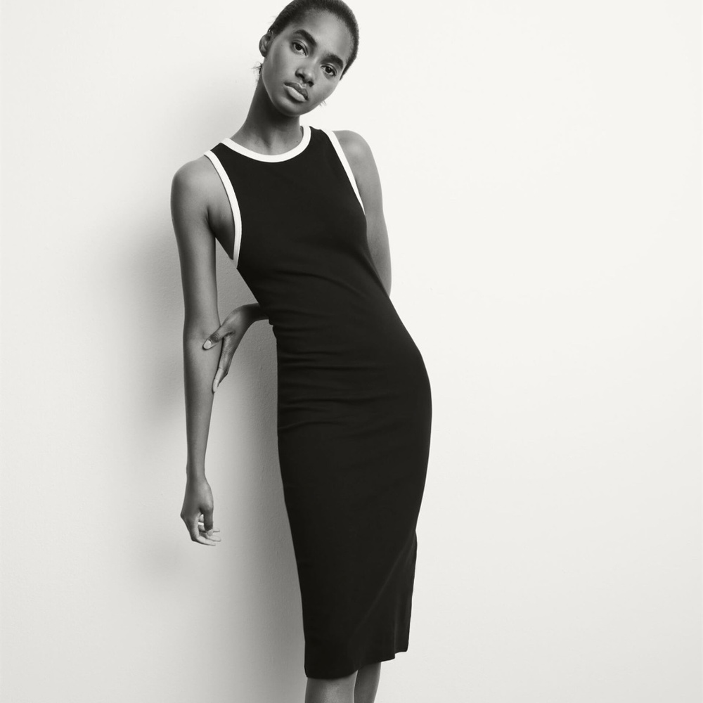 Zara piped bodycon midi dress S